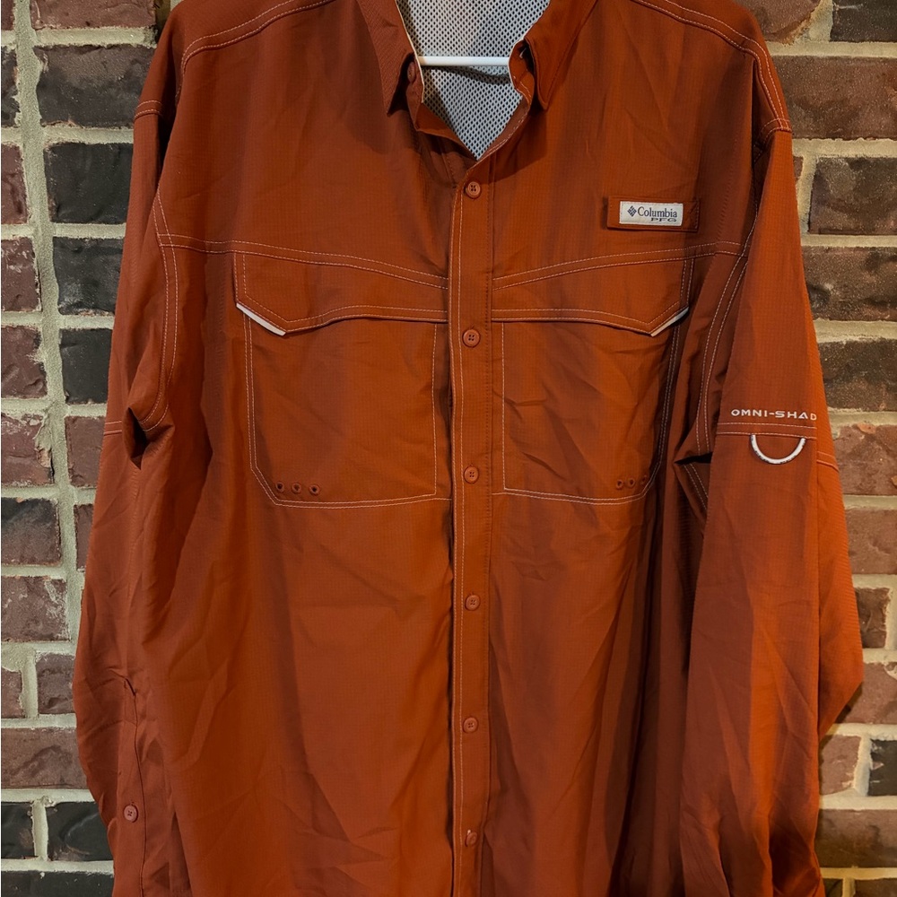 Columbia Rust Orange Lightweight Omni-Shade Shirt Jacket